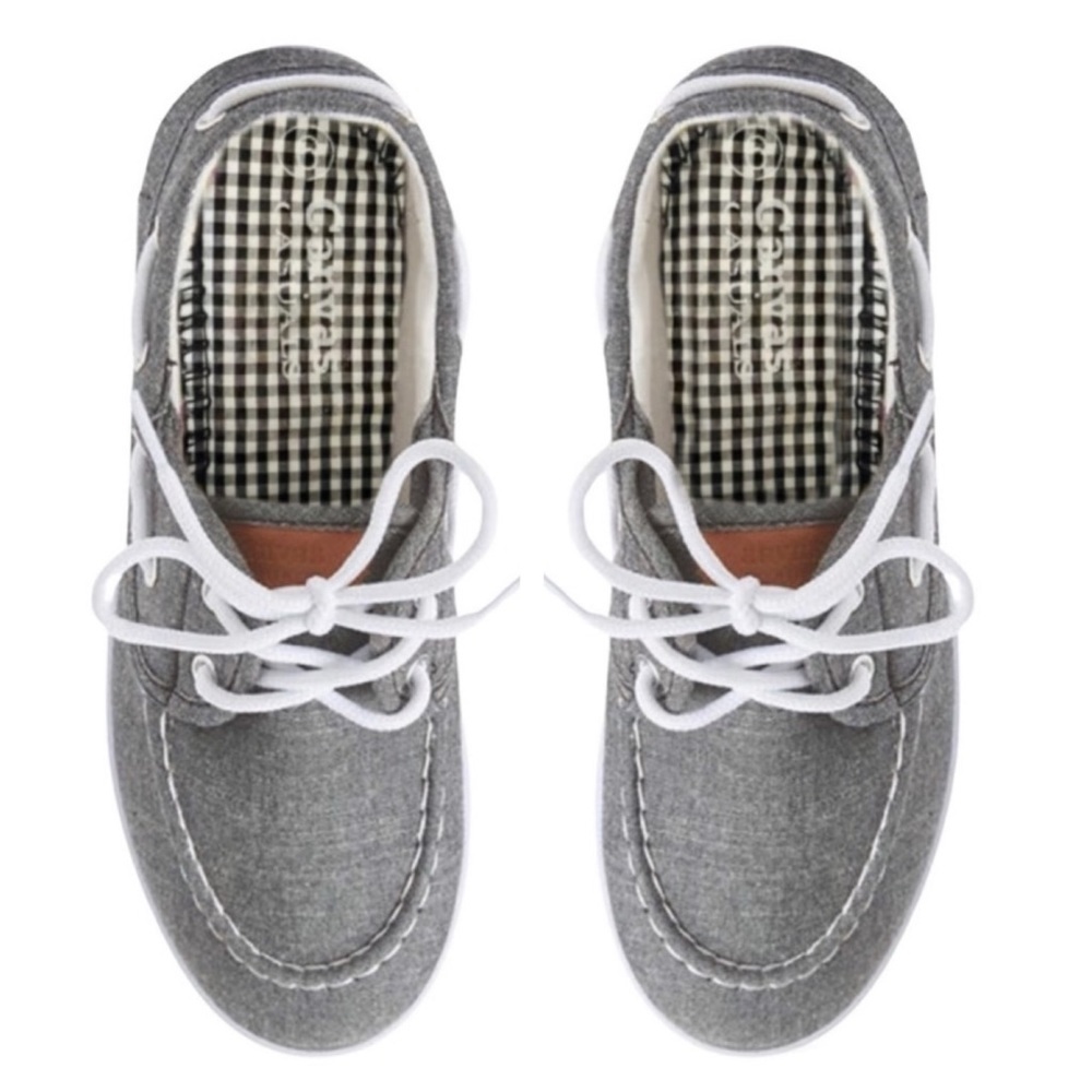 Canvas Casual Boat Shoes Black Gray Chambray Nautical Preppy Sneakers